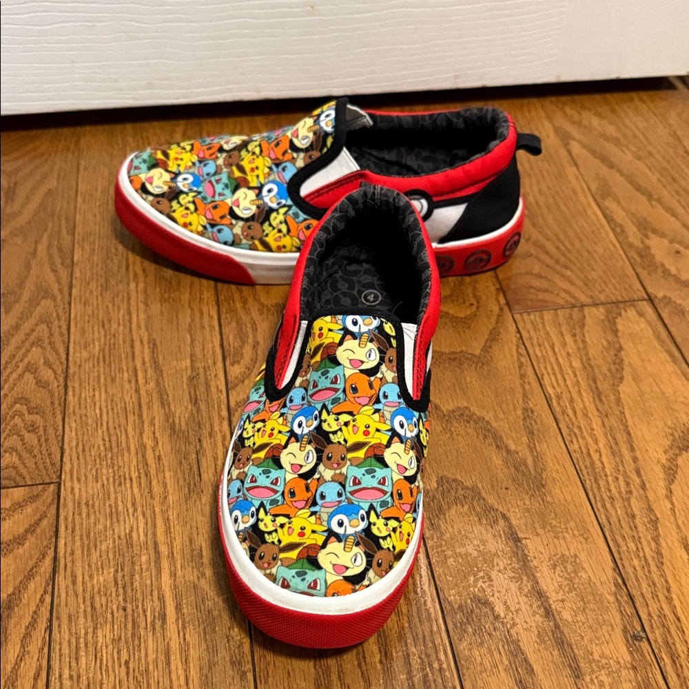 Pokémon Colorful Cartoon Slip-On Sneakers size 4
